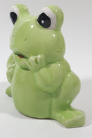 Curved Back Green Frog 5" Tall Ceramic Pottery Figurine