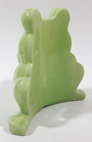 Curved Back Green Frog 5" Tall Ceramic Pottery Figurine