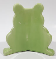 Curved Back Green Frog 5" Tall Ceramic Pottery Figurine