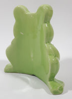 Curved Back Green Frog 5" Tall Ceramic Pottery Figurine