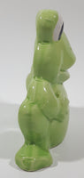 Curved Back Green Frog 5" Tall Ceramic Pottery Figurine