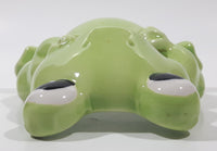 Curved Back Green Frog 5" Tall Ceramic Pottery Figurine