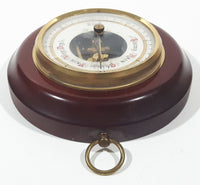 Rare Vintage Stockburger Wood Cased Brass and Glass Covered Barometer 5" Weather Gauge Made in Western Germany