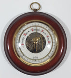 Rare Vintage Stockburger Wood Cased Brass and Glass Covered Barometer 5" Weather Gauge Made in Western Germany