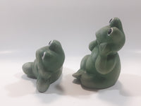 Set of 2 Green Frog 4 3/4" Tall Resin Figurines