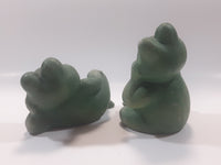 Set of 2 Green Frog 4 3/4" Tall Resin Figurines