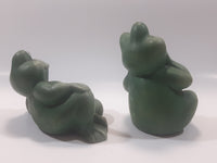 Set of 2 Green Frog 4 3/4" Tall Resin Figurines