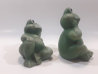 Set of 2 Green Frog 4 3/4" Tall Resin Figurines