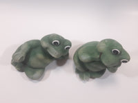 Set of 2 Green Frog 4 3/4" Tall Resin Figurines