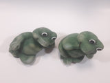 Set of 2 Green Frog 4 3/4" Tall Resin Figurines