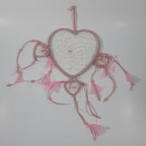 Pink Heart Shaped Aboriginal Dream Catcher 17" Tall