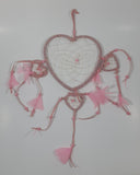 Pink Heart Shaped Aboriginal Dream Catcher 17" Tall