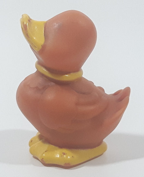 Brown and Yellow Duck Bird 2 1/4" Tall Rubber Toy Figure