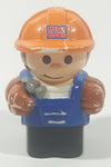 Mega Bloks My First Builders Construction Worker in Orange Hard Hat Wearing Black and Blue 3" Tall Plastic Toy Figure