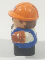 Mega Bloks My First Builders Construction Worker in Orange Hard Hat Wearing Black and Blue 3" Tall Plastic Toy Figure