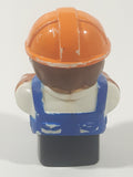 Mega Bloks My First Builders Construction Worker in Orange Hard Hat Wearing Black and Blue 3" Tall Plastic Toy Figure