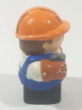 Mega Bloks My First Builders Construction Worker in Orange Hard Hat Wearing Black and Blue 3" Tall Plastic Toy Figure