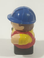 Mega Bloks My First Builders Construction Worker in Blue Hard Hat Wearing Black and Red 3" Tall Plastic Toy Figure