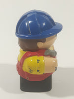 Mega Bloks My First Builders Construction Worker in Blue Hard Hat Wearing Black and Red 3" Tall Plastic Toy Figure