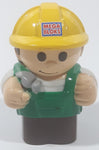 Mega Bloks My First Builders Construction Worker in Yellow Hard Hat Wearing Black and Green 3" Tall Plastic Toy Figure