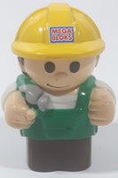 Mega Bloks My First Builders Construction Worker in Yellow Hard Hat Wearing Black and Green 3" Tall Plastic Toy Figure