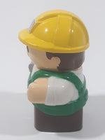 Mega Bloks My First Builders Construction Worker in Yellow Hard Hat Wearing Black and Green 3" Tall Plastic Toy Figure