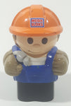 Mega Bloks My First Builders Construction Worker in Orange Hard Hat Wearing Black and Blue 3" Tall Plastic Toy Figure