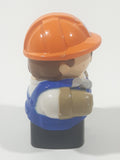 Mega Bloks My First Builders Construction Worker in Orange Hard Hat Wearing Black and Blue 3" Tall Plastic Toy Figure