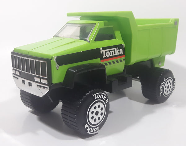 Tonka Dump Truck Bright Green Pressed Steel and Plastic Die Cast Toy Car Vehicle 3721 Made in Macau