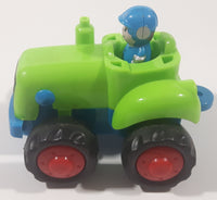Blue Suited Driver In Green Tractor Plastic Toy Car Vehicle