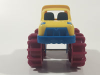 Battat Monster Minis Monster Truck with Flame Texture 4 3/4" Long Yellow Blue and Magenta Plastic Toy Car Vehicle