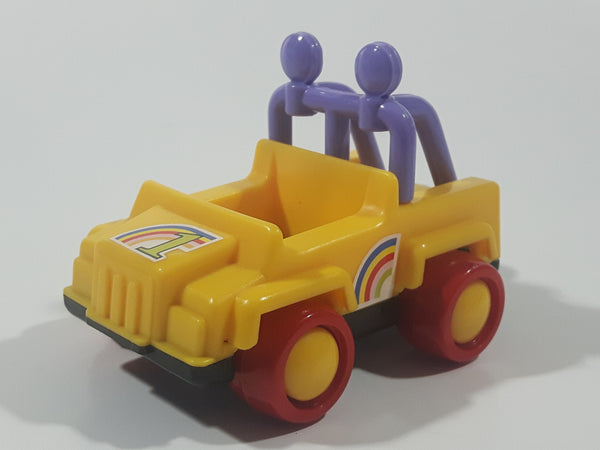 No. 1200 Jeep Style #1 Rainbow Yellow and Purple with Red Wheels 4 1/2" Long Plastic Toy Car Vehicle