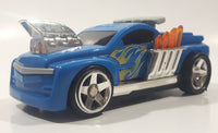 2002 Mattel Hot Wheels Dragster Truck Blue 5 1/2" Long Plastic Die Cast Toy Car Vehicle Lights and Sound Moving Car and Moving Flames