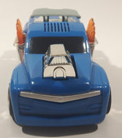 2002 Mattel Hot Wheels Dragster Truck Blue 5 1/2" Long Plastic Die Cast Toy Car Vehicle Lights and Sound Moving Car and Moving Flames