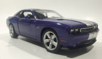 2014 Welly No. 24049 Dodge Challenger SRT White Purple with Silver Stripes 7 1/2" Long Die Cast Toy Car Vehicle with Opening Doors and Hood