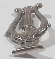 WWII British Navy Marines Lyre Musical Instrument Shaped 3/4" x 1 1/8" Silver Tone Hat Cap Shoulder Badge Military Insignia