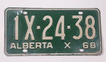 Vintage 1968 Alberta Restricted X White Letters Green Vehicle License Plate Tag 1X 24 38