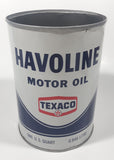 Vintage Texaco Havoline Motor Oil On U.S. Quart 0.946 Litre White 5 1/2" Tall Metal Oil Can