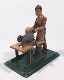 Rare Antique 1940s Wood Cutter Saw Shop Worker Tin Metal Toy Made in Germany U.S. Zone