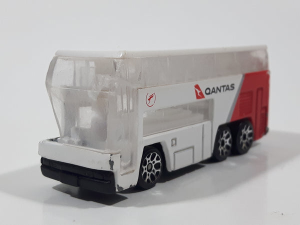 Realtoy Qantas Airline Double Decker Coach Bus White and Red Die Cast Toy Car Vehicle