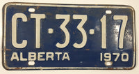 1970 Alberta Dark Blue with White Letters Vehicle License Plate CT 33 17