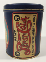 1988 Pepsico Drink Pepsi Cola A Nickel Drink Worth A Dime 3 1/2" Tall Tin Metal Canister