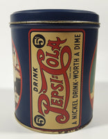 1988 Pepsico Drink Pepsi Cola A Nickel Drink Worth A Dime 3 1/2" Tall Tin Metal Canister