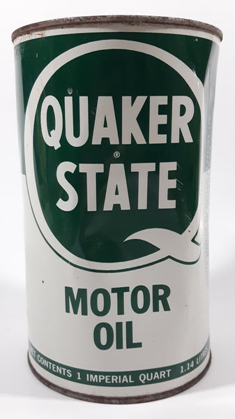 Vintage Quaker State S.A.E. 20 - 20W Motor Oil 1 Imperial Quart 1.14 Litres Metal Can FULL Burlington, Ontario