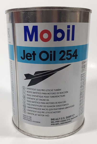 Mobil Jet Oil 254 946 mL 1 U.S. Quart Metal Can Full