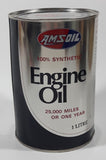 Vintage Amsoil 100% Synthetic SAE 10W-40 Engine Oil "25, 000 Miles or One Year" 1 Litre Metal Can Full Superior Wisconsin