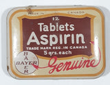 Vintage Bayer 12 Tablets Aspirin "Genuine" Small Pocket Size Tin Metal Hinged Pill Case EMPTY