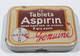 Vintage Bayer 12 Tablets Aspirin "Genuine" Small Pocket Size Tin Metal Hinged Pill Case EMPTY