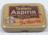 Vintage Bayer 12 Tablets Aspirin "Genuine" Small Pocket Size Tin Metal Hinged Pill Case EMPTY