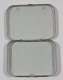 Vintage 1980s Bayer 12 Tablets Aspirin "Genuine" Acetylsalicyclic Acid Tablets DIN 260959 'Press Here' Small Pocket Size Tin Metal Hinged Pill Case EMPTY
